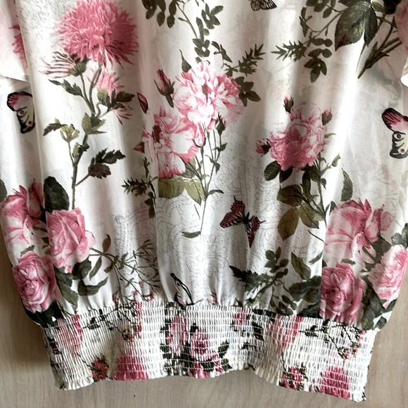 Black Rainn Women’s Floral Ruffle Top.  Sz: L - Picture 3 of 11